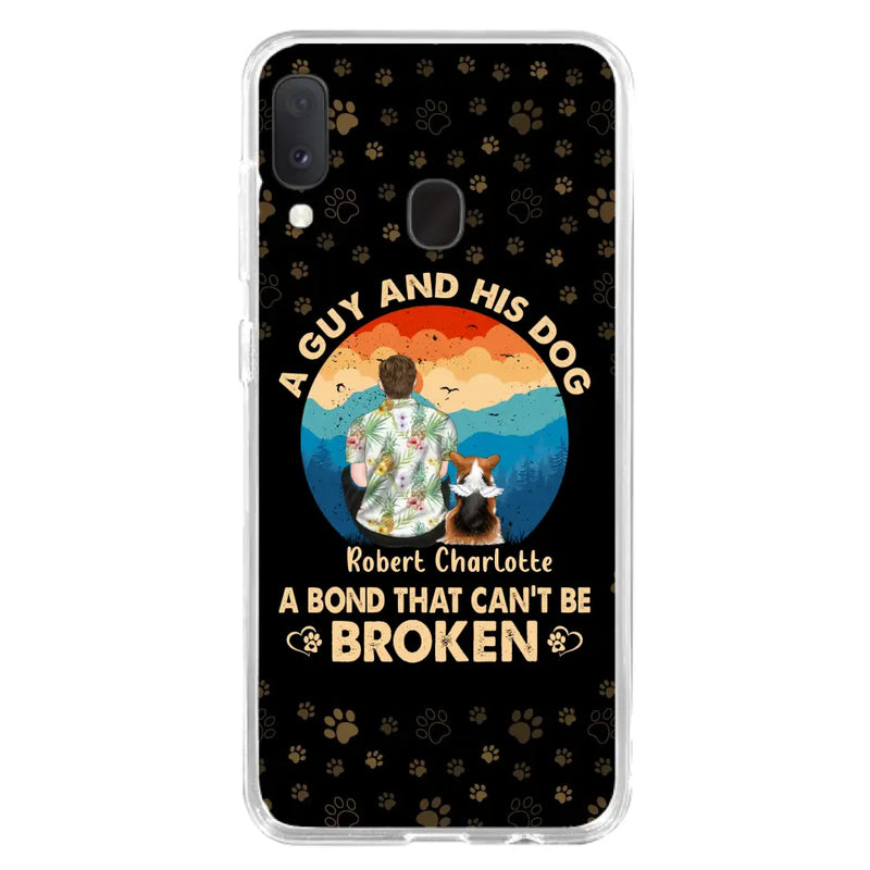 Personalized Dog Dad Phone Case - Father's Day Gift Idea for Dad/Dog Lovers - Up to 4 Dogs - A Guy And His Dog A Bond That Can't Be Broken - Cases For iPhone/Samsung