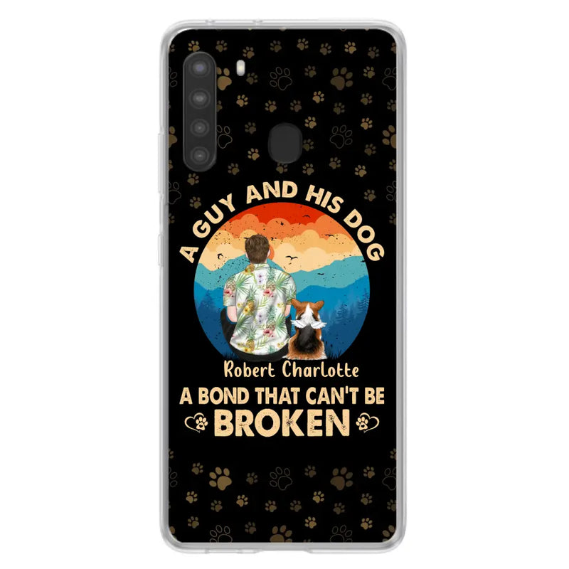 Personalized Dog Dad Phone Case - Father's Day Gift Idea for Dad/Dog Lovers - Up to 4 Dogs - A Guy And His Dog A Bond That Can't Be Broken - Cases For iPhone/Samsung
