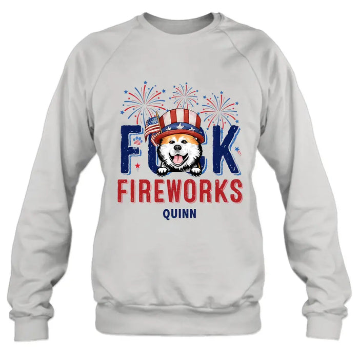 Custom Personalized Fireworks Dog Shirt/Hoodie - Independence Day Gift Idea for Dog/Cat Lovers