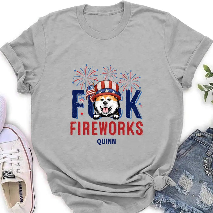 Custom Personalized Fireworks Dog Shirt/Hoodie - Independence Day Gift Idea for Dog/Cat Lovers