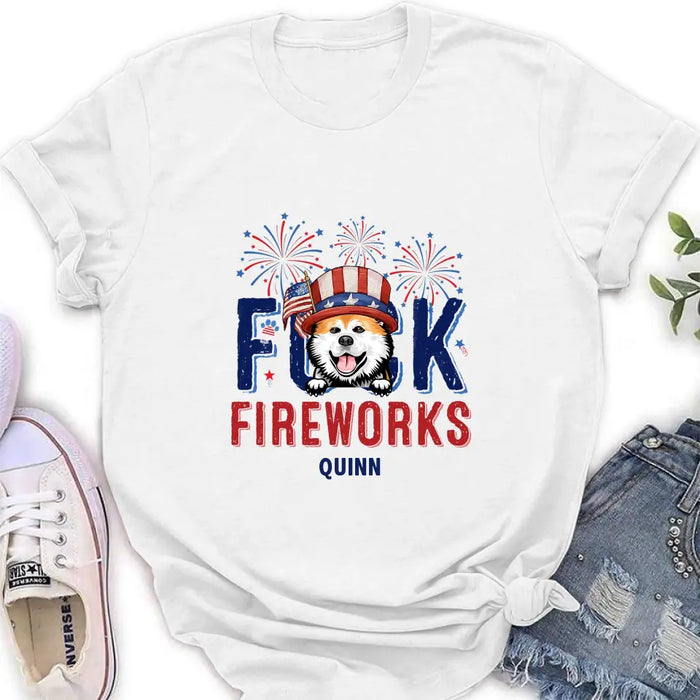 Custom Personalized Fireworks Dog Shirt/Hoodie - Independence Day Gift Idea for Dog/Cat Lovers