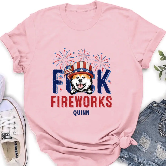 Custom Personalized Fireworks Dog Shirt/Hoodie - Independence Day Gift Idea for Dog/Cat Lovers