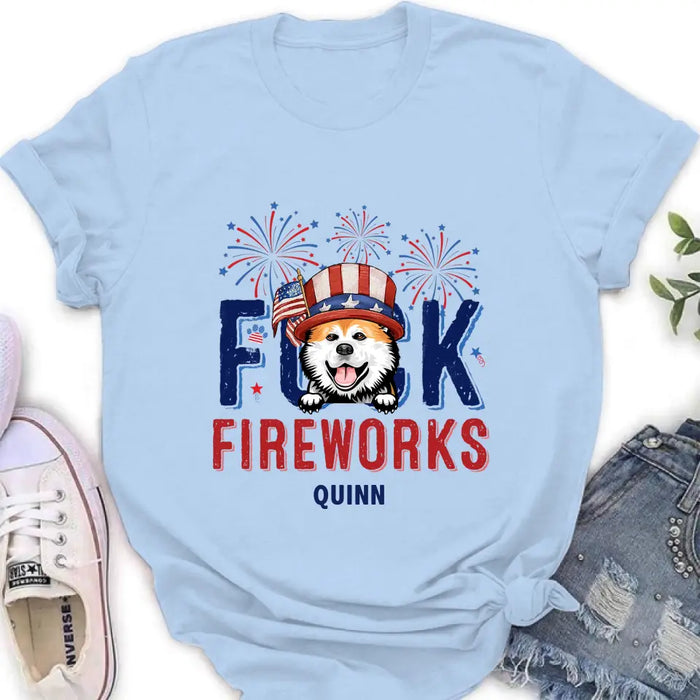 Custom Personalized Fireworks Dog Shirt/Hoodie - Independence Day Gift Idea for Dog/Cat Lovers