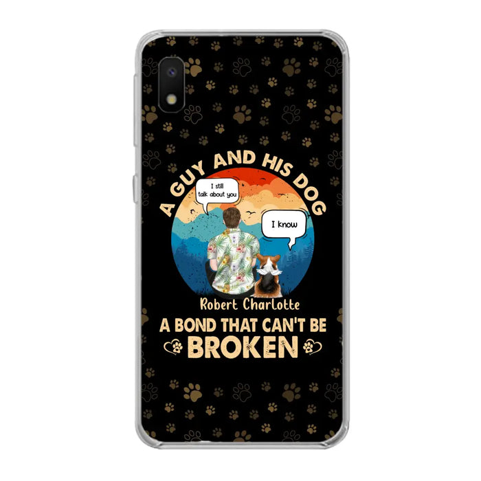 Custom Personalized Dog Dad Phone Case - Gift Idea For Father's Day/Dog Lovers - Upto 4 Dogs - A Guy And His Dog A Bond That Can't Be Broken - Cases For iPhone/Samsung