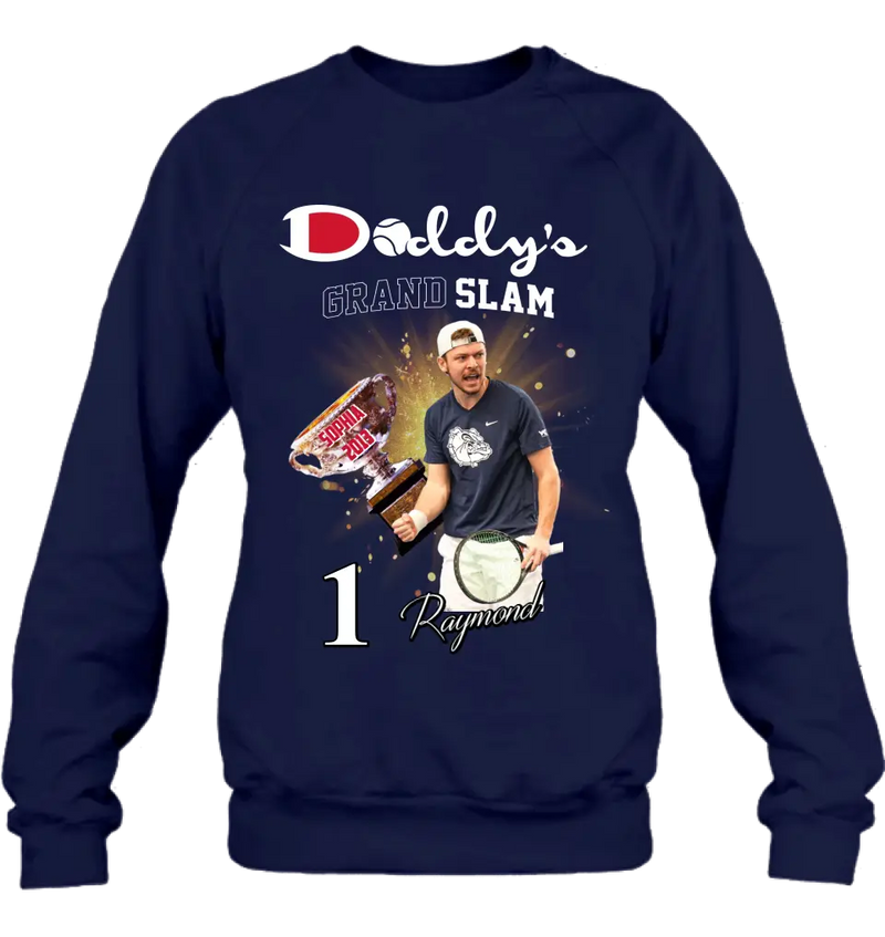 Personalized Daddy Photo Shirt/Hoodie - Up to 4 Children - Father's Day Gift Idea for Tennis Lovers - Daddy's Grand Slam