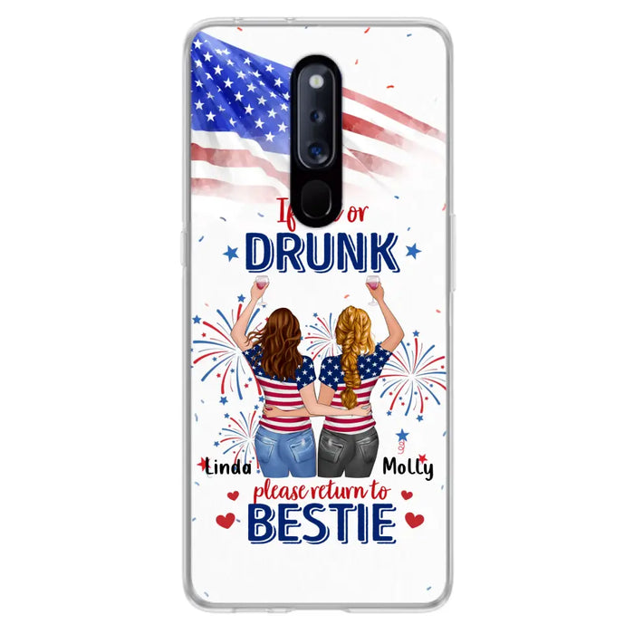 Custom Personalized Friend's 4th Of July Phone Case - Gift Idea For Friends/ Besties/ Sister On Independence Day - Up to 4 Girls - If Lost Or Drunk Please Return To Bestie - Case For Oppo/Xiaomi/Huawei