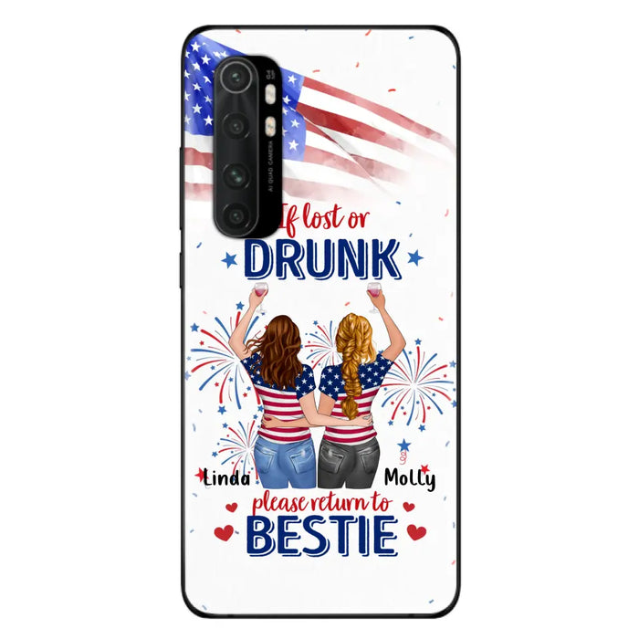 Custom Personalized Friend's 4th Of July Phone Case - Gift Idea For Friends/ Besties/ Sister On Independence Day - Up to 4 Girls - If Lost Or Drunk Please Return To Bestie - Case For Oppo/Xiaomi/Huawei