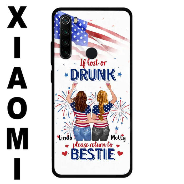 Custom Personalized Friend's 4th Of July Phone Case - Gift Idea For Friends/ Besties/ Sister On Independence Day - Up to 4 Girls - If Lost Or Drunk Please Return To Bestie - Case For Oppo/Xiaomi/Huawei