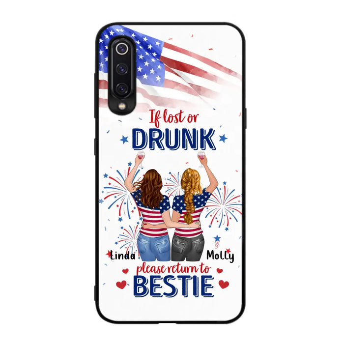 Custom Personalized Friend's 4th Of July Phone Case - Gift Idea For Friends/ Besties/ Sister On Independence Day - Up to 4 Girls - If Lost Or Drunk Please Return To Bestie - Case For Oppo/Xiaomi/Huawei