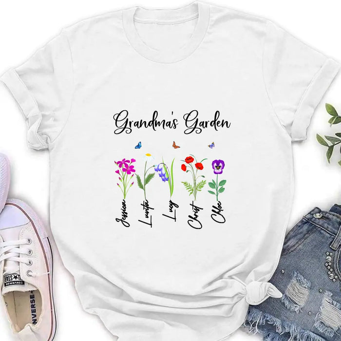 Personalized Grandma's Garden Shirt/Long sleeve/Sweatshirt/Hoodie - Gift Idea For Grandma/Mother's Day - Up to 5 Flowers - Grandma's Garden