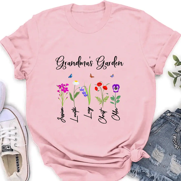 Personalized Grandma's Garden Shirt/Long sleeve/Sweatshirt/Hoodie - Gift Idea For Grandma/Mother's Day - Up to 5 Flowers - Grandma's Garden