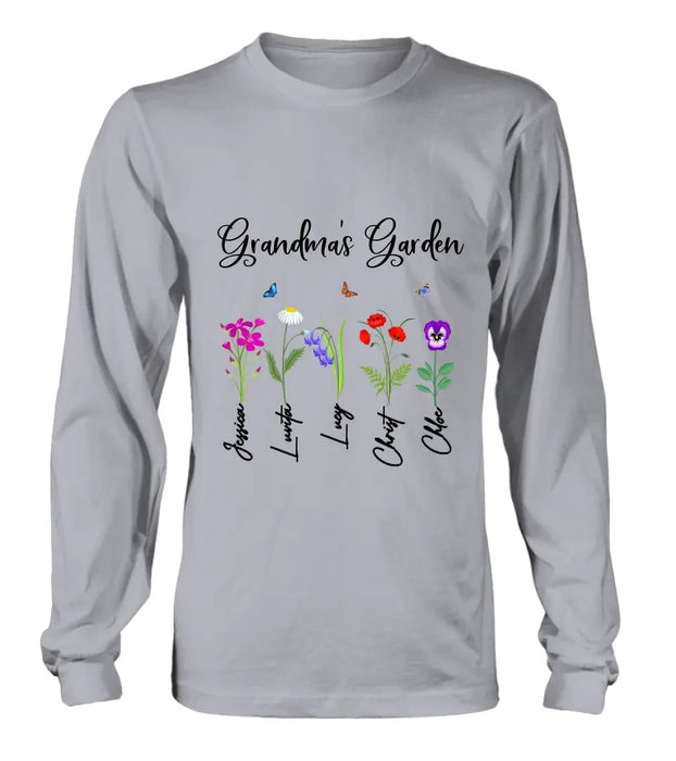 Personalized Grandma's Garden Shirt/Long sleeve/Sweatshirt/Hoodie - Gift Idea For Grandma/Mother's Day - Up to 5 Flowers - Grandma's Garden