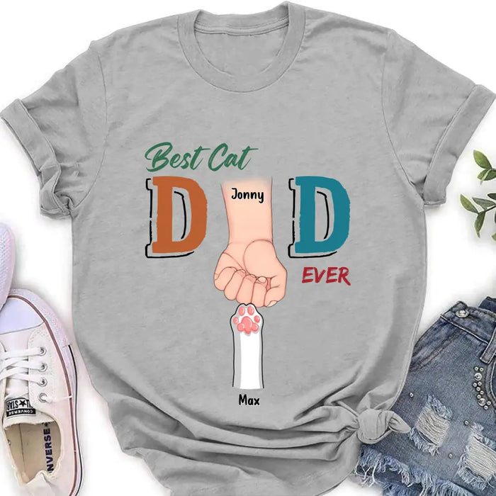 Custom Personalized Cat Dad T-Shirt - Upto 6 Cats - Father's Day Gift Idea for Cat Owners - Best Cat Dad Ever