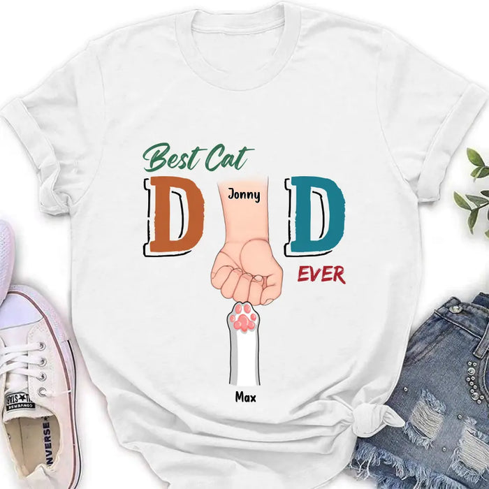 Custom Personalized Cat Dad T-Shirt - Upto 6 Cats - Father's Day Gift Idea for Cat Owners - Best Cat Dad Ever