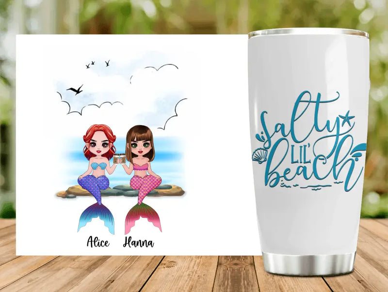 Personalized Mermaid Besties Tumbler - Gift Idea For Mermaid Lover/Friends - Salty Lil' Beach