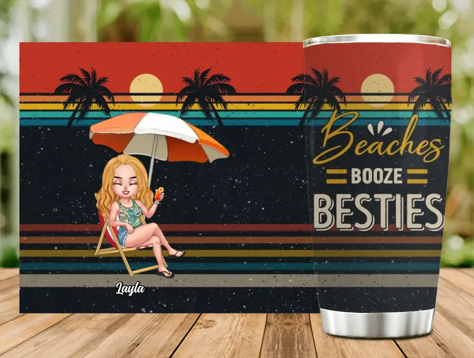 Custom Personalized Besties Tumbler - Upto 4 People - Gift Idea For Besties/Friends/Beach Lovers - Beach Booze Besties