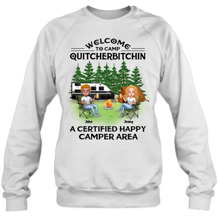 Custom Personalized Camping Shirt/Hoodie - Upto 7 People - Gift Idea for Camping Lovers - Welcome To Camp Quitcherbitchin