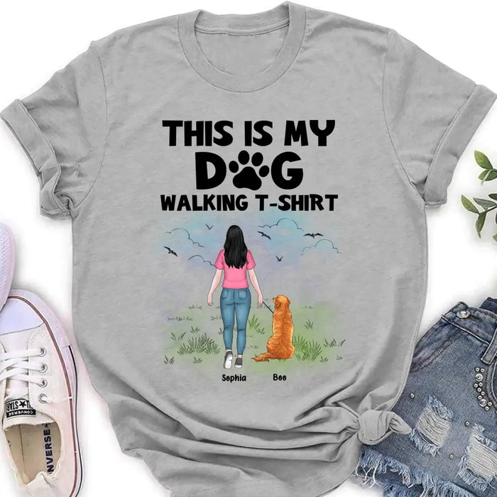 Custom Personalized Dog Shirt/Hoodie - Upto 4 Dogs - Gift Idea For Dog Lovers - This Is My Dog Walking T-Shirt