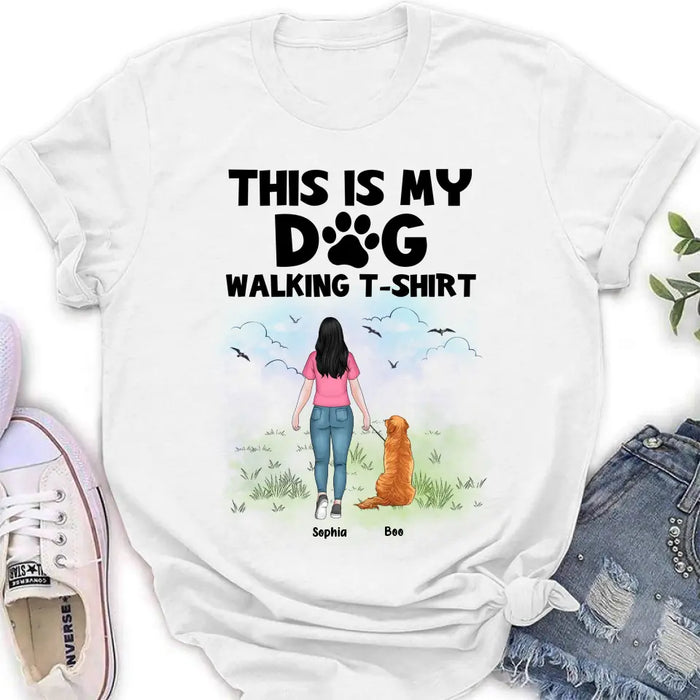 Custom Personalized Dog Shirt/Hoodie - Upto 4 Dogs - Gift Idea For Dog Lovers - This Is My Dog Walking T-Shirt