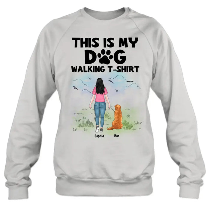 Custom Personalized Dog Shirt/Hoodie - Upto 4 Dogs - Gift Idea For Dog Lovers - This Is My Dog Walking T-Shirt