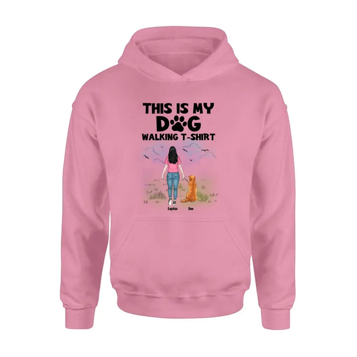 Custom Personalized Dog Shirt/Hoodie - Upto 4 Dogs - Gift Idea For Dog Lovers - This Is My Dog Walking T-Shirt