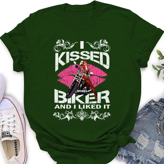 Custom Personalized Biker Shirt/Hoodie - Gift Idea For Biker/Motorcycle Lovers - I Kissed A Biker And I Liked It