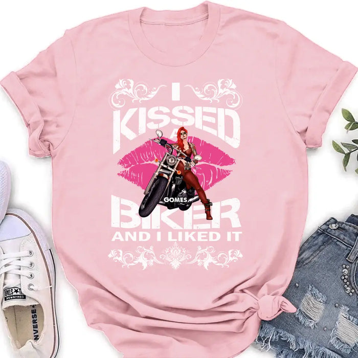 Custom Personalized Biker Shirt/Hoodie - Gift Idea For Biker/Motorcycle Lovers - I Kissed A Biker And I Liked It