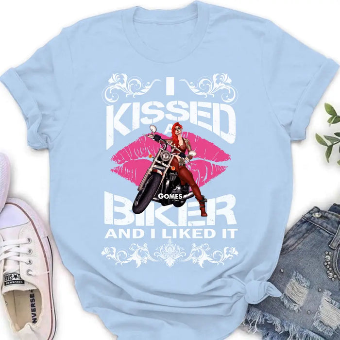 Custom Personalized Biker Shirt/Hoodie - Gift Idea For Biker/Motorcycle Lovers - I Kissed A Biker And I Liked It