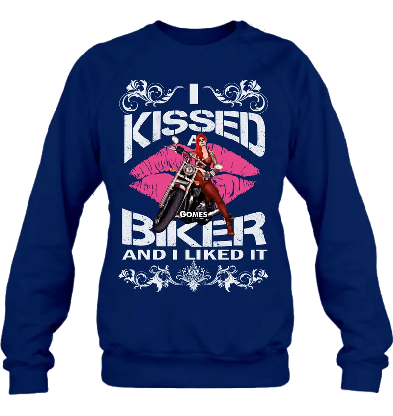 Personalized Biker Shirt/Hoodie - Gift Idea For Biker/Motorcycle Lovers - I Kissed A Biker And I Liked It