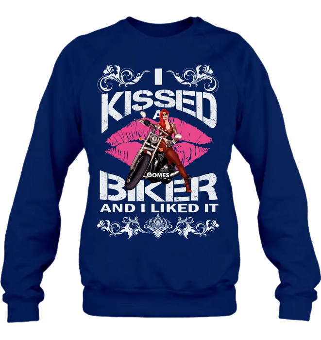 Custom Personalized Biker Shirt/Hoodie - Gift Idea For Biker/Motorcycle Lovers - I Kissed A Biker And I Liked It