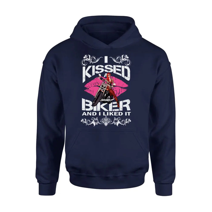 Custom Personalized Biker Shirt/Hoodie - Gift Idea For Biker/Motorcycle Lovers - I Kissed A Biker And I Liked It