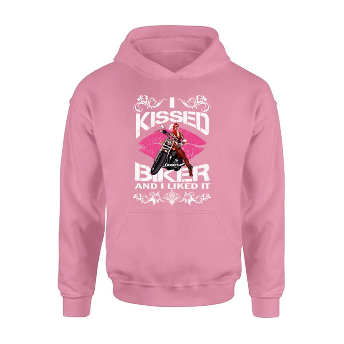 Custom Personalized Biker Shirt/Hoodie - Gift Idea For Biker/Motorcycle Lovers - I Kissed A Biker And I Liked It