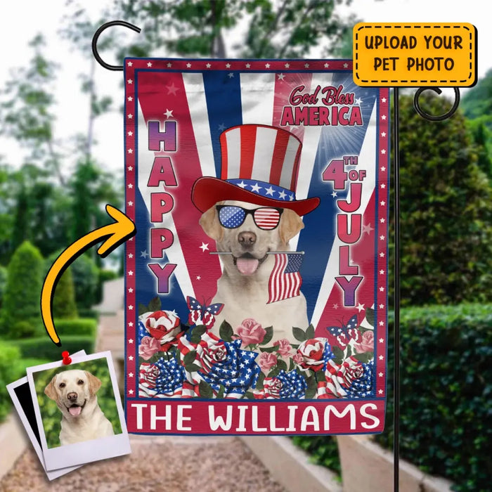 Personalized 4th Of July Dog Flag Sign - Gift Idea For Dog Lovers/Independence Day - Upload Photo - God Bless America happy 4th Of July