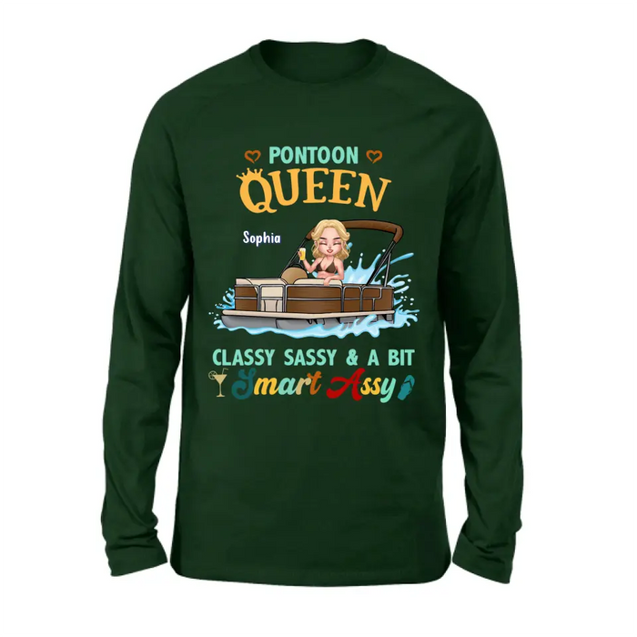 Custom Personalized Pontoon Queen Shirt/Hoodie - Best Gift Idea For Pontoon Lovers - Pontoon Queen Classy Sassy & A Bit Smart Assy