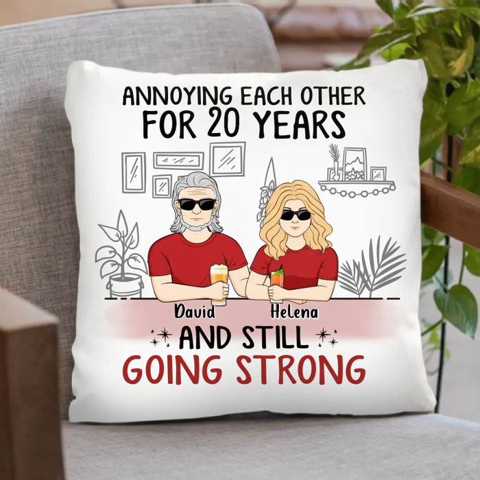 Custom Personalized Couple Pillow Cover - Best Gift Idea For Couple/Husband/Father's Day - Annoying Each Other For 20 Years And Still Going Strong
