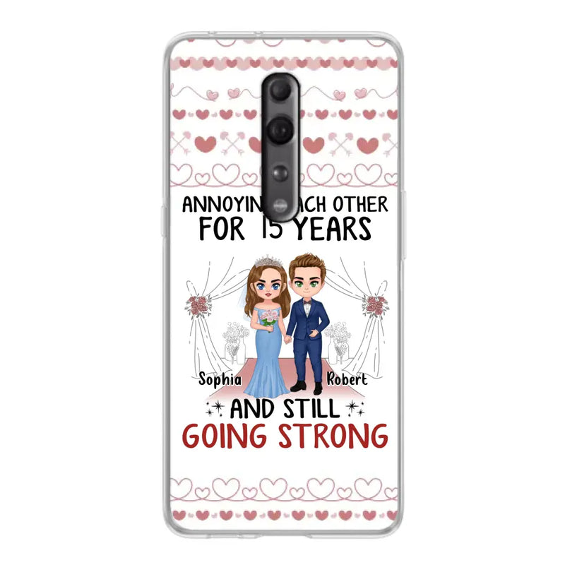 Personalized Chibi Couple Phone Case - Best Gift Idea For Couple/Husband/Father's Day - Annoying Each Other For 15 Years And Still Going Strong - Case For Oppo/Xiaomi/Huawei