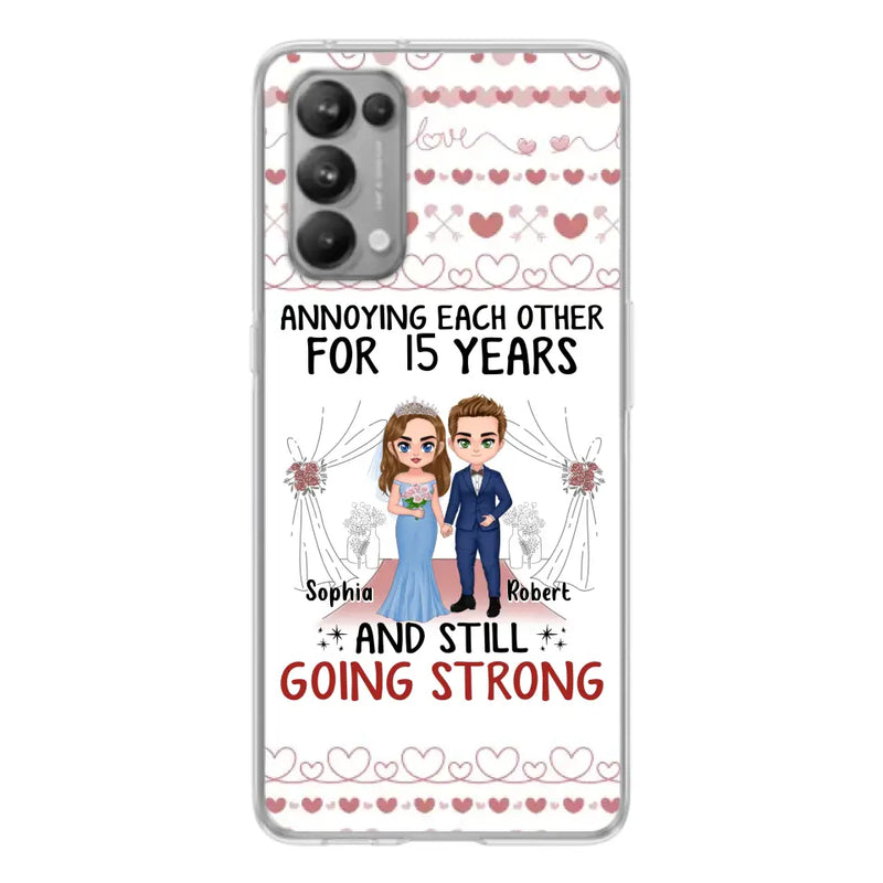 Personalized Chibi Couple Phone Case - Best Gift Idea For Couple/Husband/Father's Day - Annoying Each Other For 15 Years And Still Going Strong - Case For Oppo/Xiaomi/Huawei