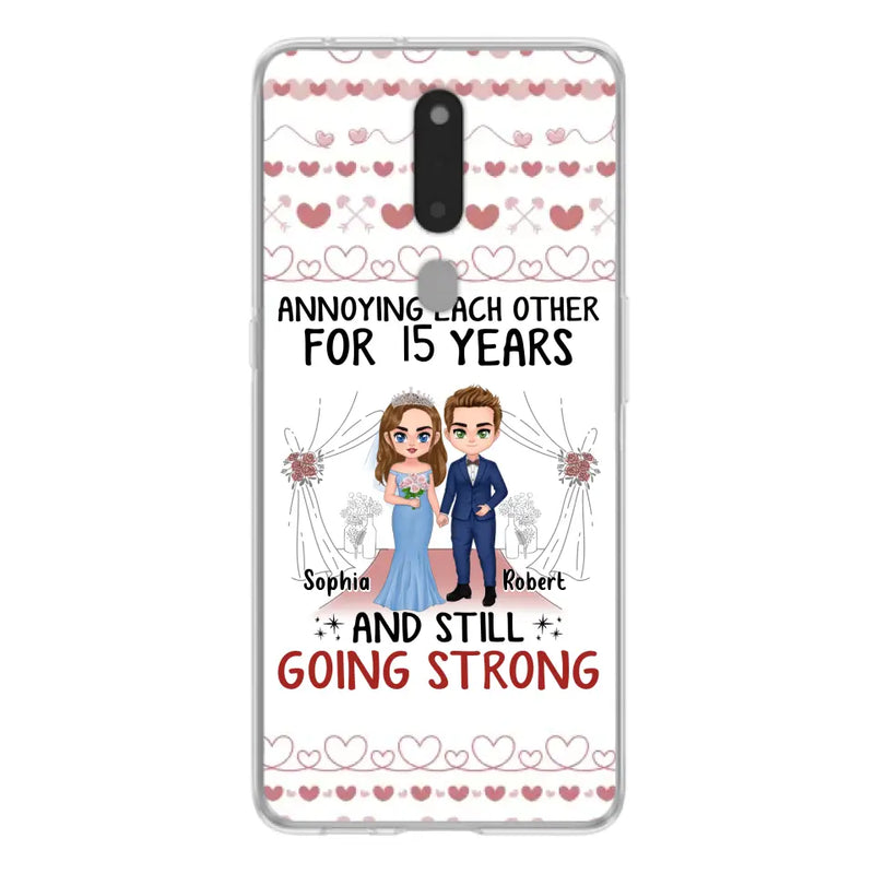 Personalized Chibi Couple Phone Case - Best Gift Idea For Couple/Husband/Father's Day - Annoying Each Other For 15 Years And Still Going Strong - Case For Oppo/Xiaomi/Huawei