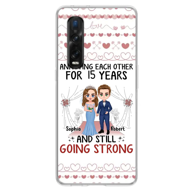 Personalized Chibi Couple Phone Case - Best Gift Idea For Couple/Husband/Father's Day - Annoying Each Other For 15 Years And Still Going Strong - Case For Oppo/Xiaomi/Huawei