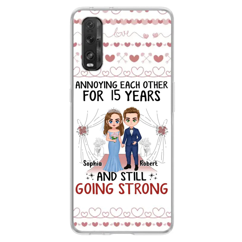 Personalized Chibi Couple Phone Case - Best Gift Idea For Couple/Husband/Father's Day - Annoying Each Other For 15 Years And Still Going Strong - Case For Oppo/Xiaomi/Huawei