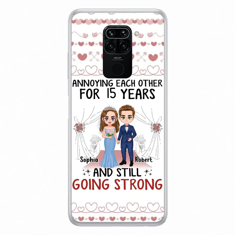 Personalized Chibi Couple Phone Case - Best Gift Idea For Couple/Husband/Father's Day - Annoying Each Other For 15 Years And Still Going Strong - Case For Oppo/Xiaomi/Huawei