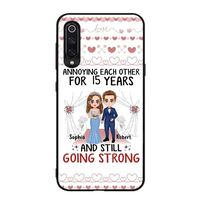 Personalized Chibi Couple Phone Case - Best Gift Idea For Couple/Husband/Father's Day - Annoying Each Other For 15 Years And Still Going Strong - Case For Oppo/Xiaomi/Huawei
