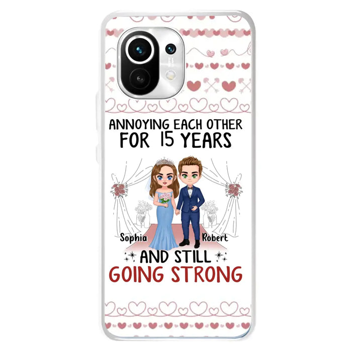 Custom Personalized Chibi Couple Phone Case - Best Gift Idea For Couple/Husband/Father's Day - Annoying Each Other For 15 Years And Still Going Strong - Case For Oppo/Xiaomi/Huawei
