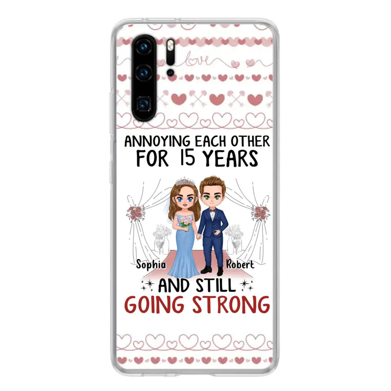 Personalized Chibi Couple Phone Case - Best Gift Idea For Couple/Husband/Father's Day - Annoying Each Other For 15 Years And Still Going Strong - Case For Oppo/Xiaomi/Huawei