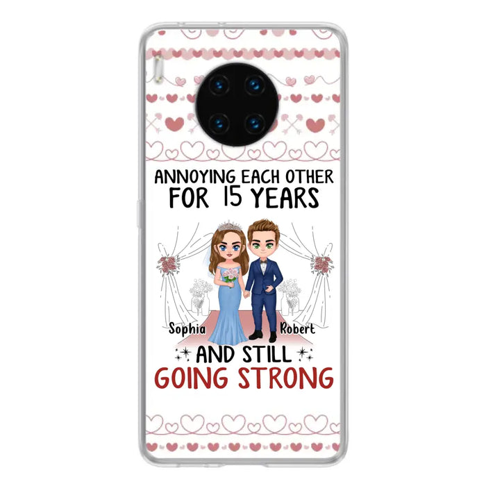 Custom Personalized Chibi Couple Phone Case - Best Gift Idea For Couple/Husband/Father's Day - Annoying Each Other For 15 Years And Still Going Strong - Case For Oppo/Xiaomi/Huawei