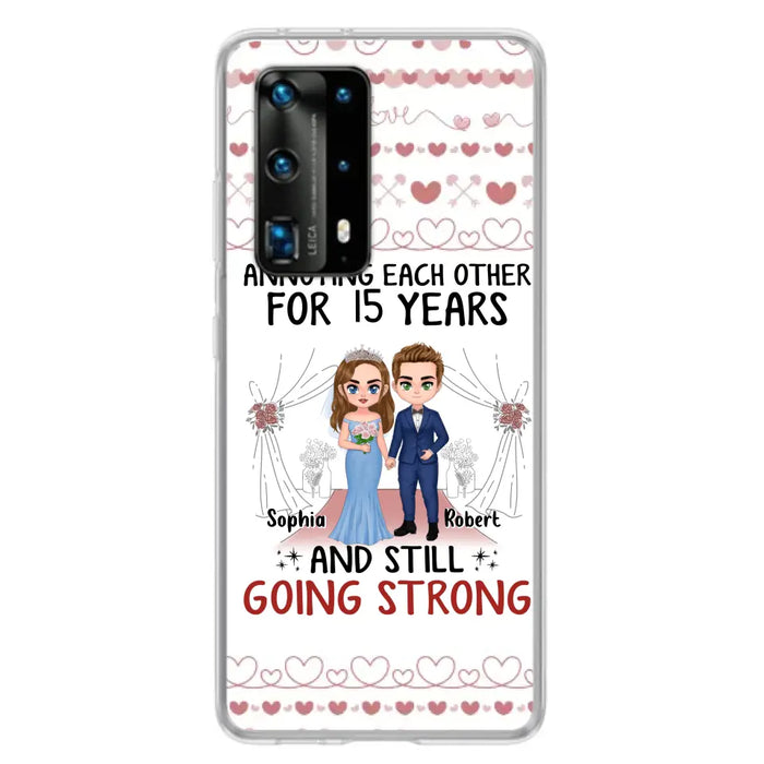 Custom Personalized Chibi Couple Phone Case - Best Gift Idea For Couple/Husband/Father's Day - Annoying Each Other For 15 Years And Still Going Strong - Case For Oppo/Xiaomi/Huawei