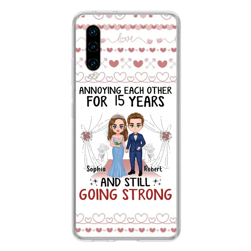 Personalized Chibi Couple Phone Case - Best Gift Idea For Couple/Husband/Father's Day - Annoying Each Other For 15 Years And Still Going Strong - Case For Oppo/Xiaomi/Huawei