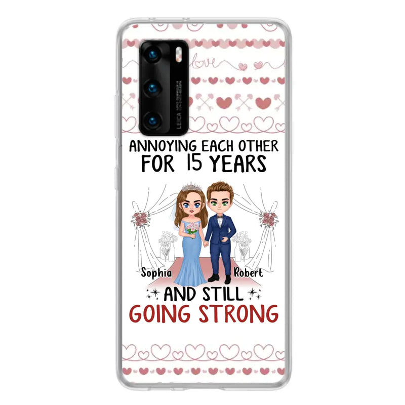 Personalized Chibi Couple Phone Case - Best Gift Idea For Couple/Husband/Father's Day - Annoying Each Other For 15 Years And Still Going Strong - Case For Oppo/Xiaomi/Huawei