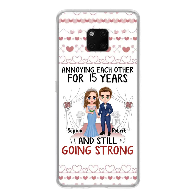 Personalized Chibi Couple Phone Case - Best Gift Idea For Couple/Husband/Father's Day - Annoying Each Other For 15 Years And Still Going Strong - Case For Oppo/Xiaomi/Huawei