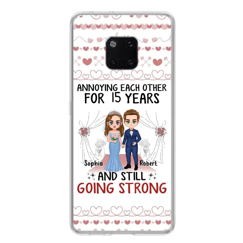 Personalized Chibi Couple Phone Case - Best Gift Idea For Couple/Husband/Father's Day - Annoying Each Other For 15 Years And Still Going Strong - Case For Oppo/Xiaomi/Huawei